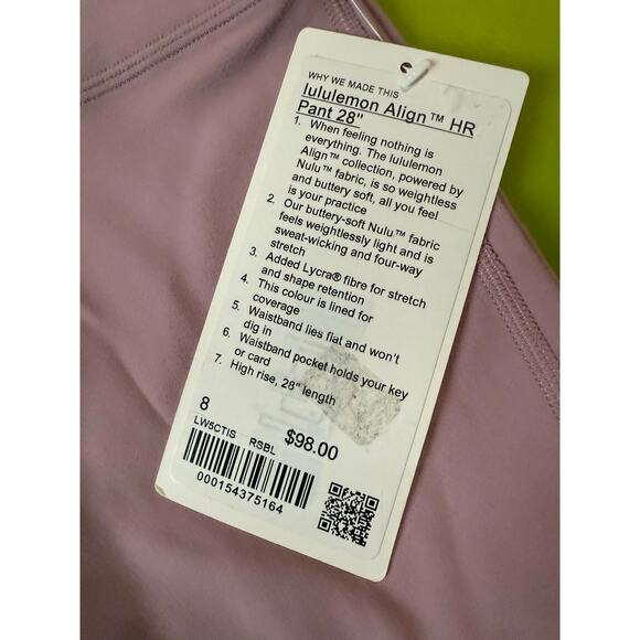 NWT Lululemon Align (Double Lined) HR 28” Size 8 - Picture 2 of 4